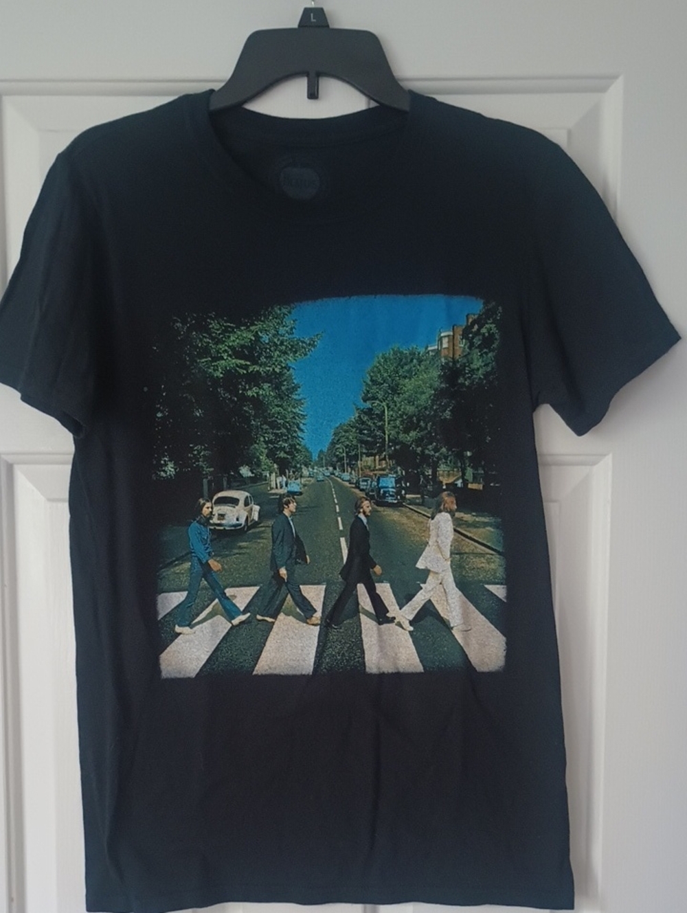 The Beatles Black Tee with Faded White Logo Print